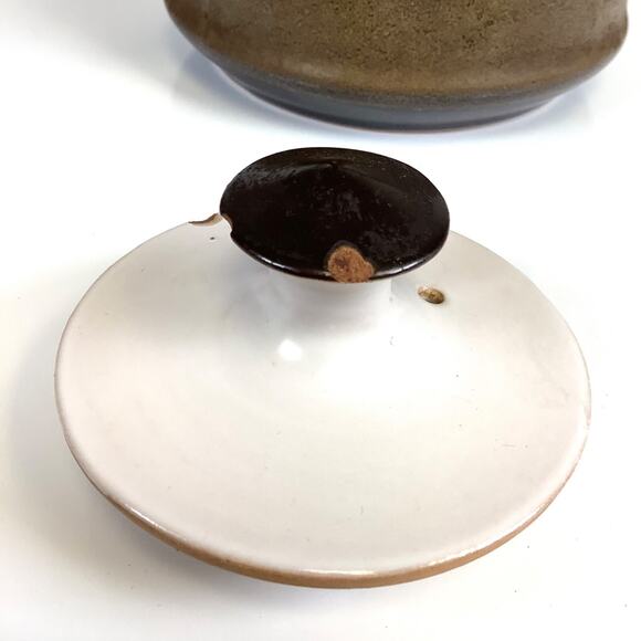 Vtg MCM Dk Olive Green Arts Crafts Stoneware Pitcher +Lid Koyo Kasuga Japan READ - Picture 7 of 9